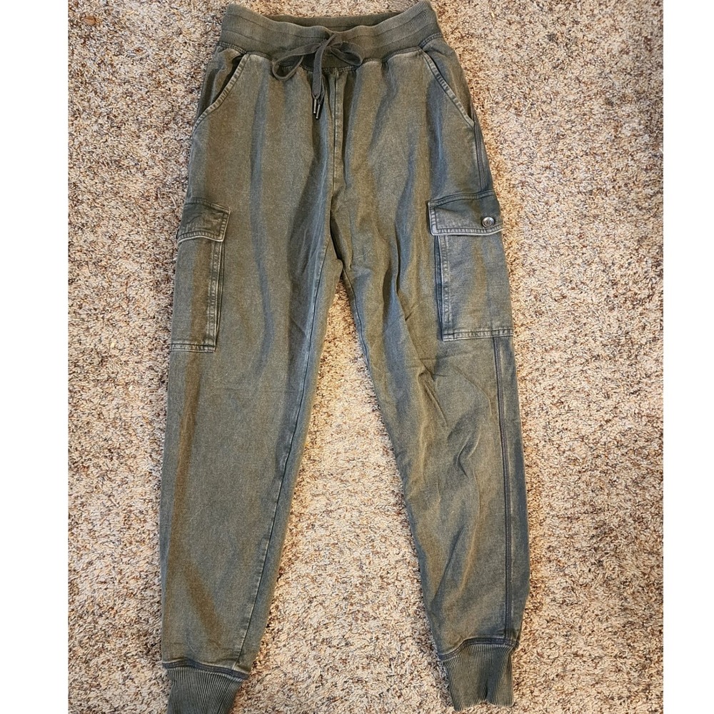 Aerie‎ Cargo Jogger Pants Washed Olive Green Utility Casual Streetwear XS - Picture 2 of 8